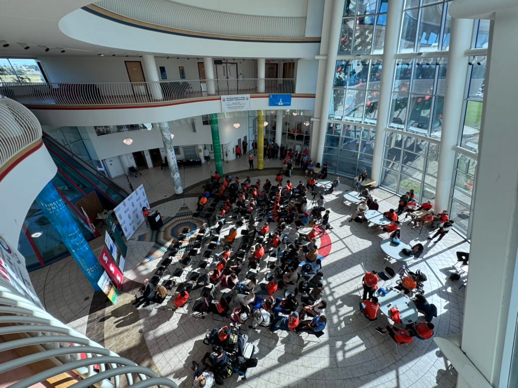 Audience during conference - angle from top second floor